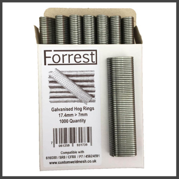 Hog rings galvanised 1000per pack forrest, SR8, Bostich P7