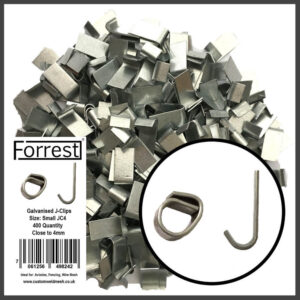 Small J-Clips JC4 Galvanised finish great for wire mesh netting