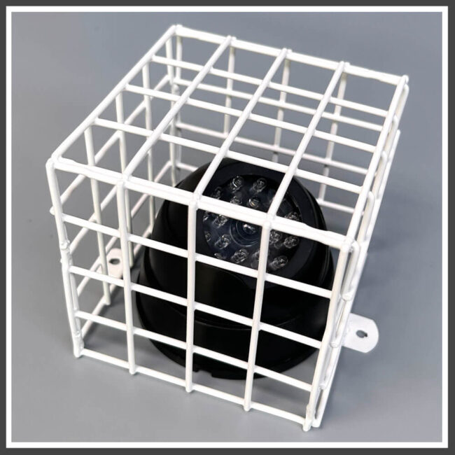 Small CCTV guard white powder coated