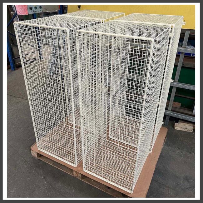Air conditioning guards wire mesh cages with removable front panels, powder coated finish