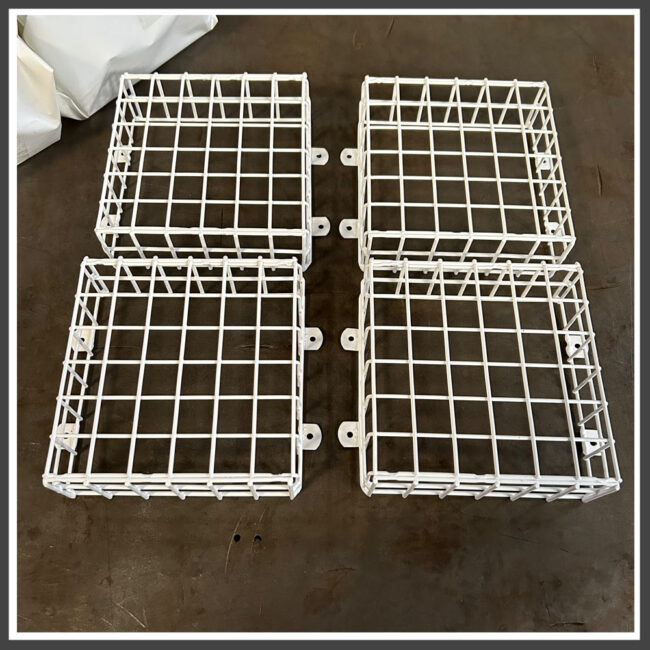 data point wire mesh guards 1" x 1" wire mesh white powder coated finish