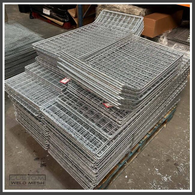 Wire mesh folded infill panels to suit tubular hand rail systems.